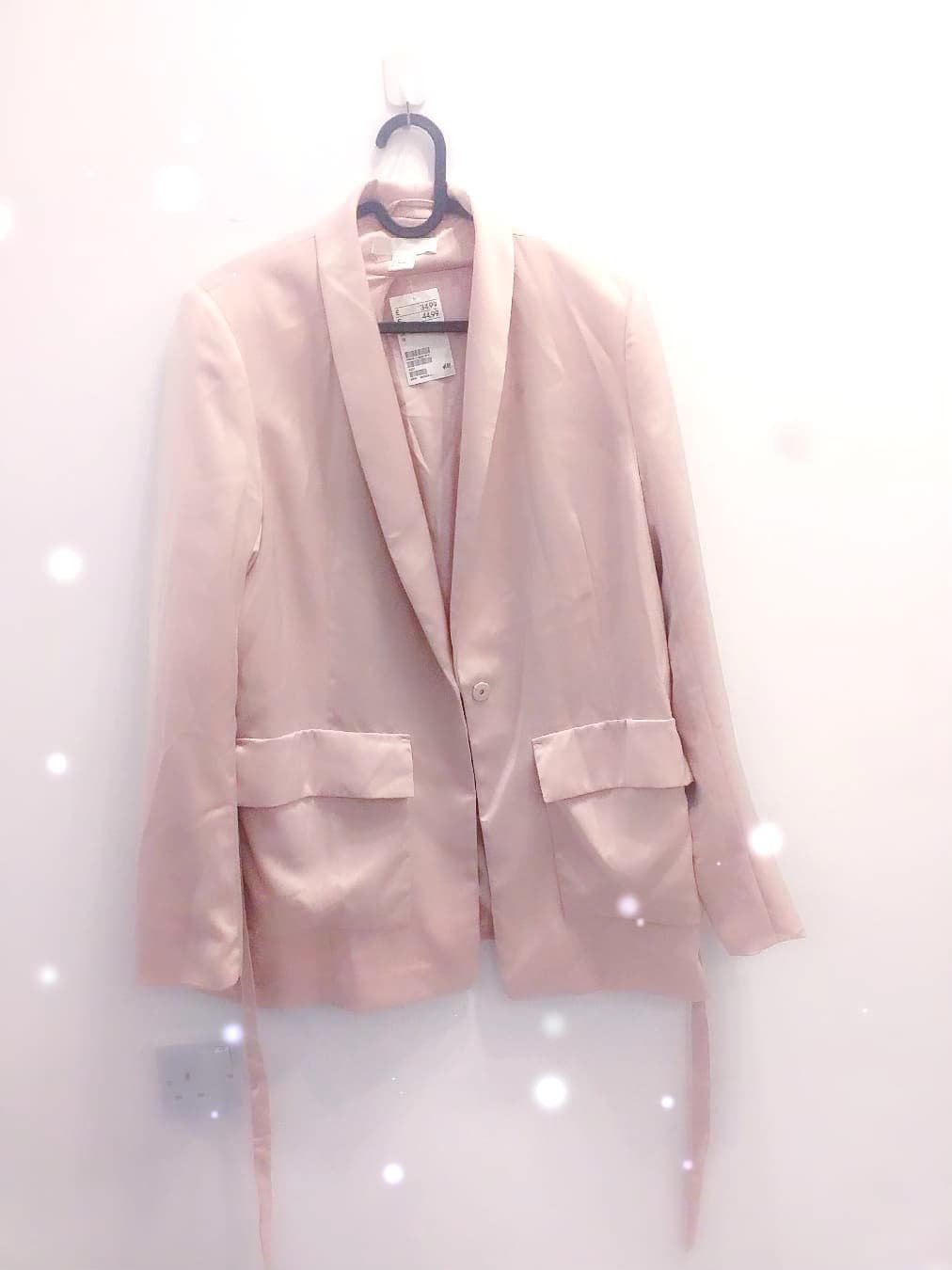 H&M Pink Satin Shawl Collar Blazer